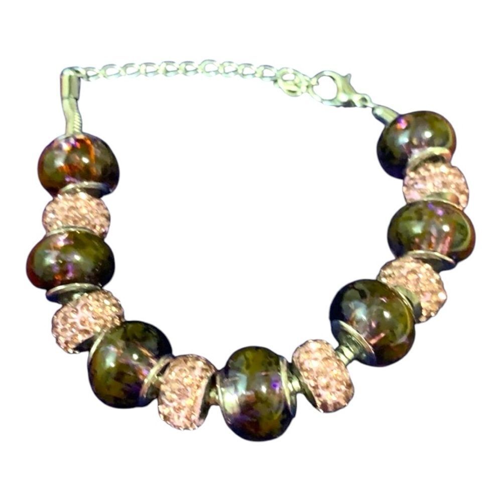 Silver purple beaded bracelet - Picture 6 of 9